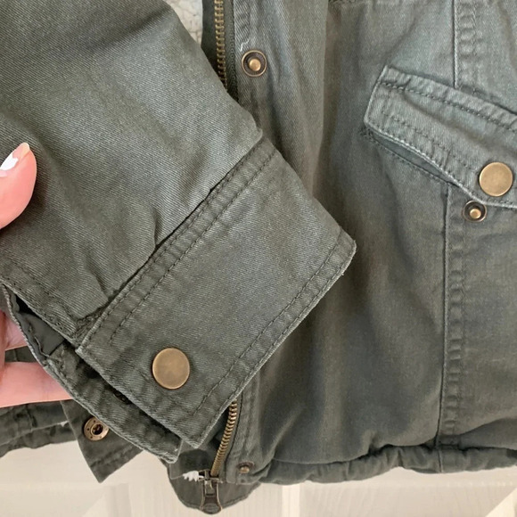 Forever21 Utility Preppy Hooded Jacket Army Green Small - Picture 5 of 5